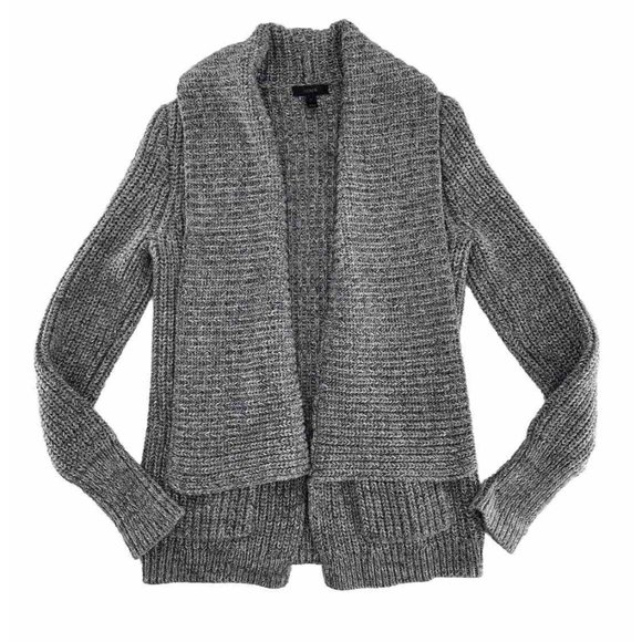 J.CREW Sweaters - J.Crew Women’s Gray Marled Rib Knit Open Cardigan Sweater Size M, Heavy Duty